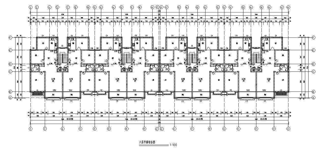 [宁夏]六层砖混结构住宅建筑施工图（含多套方案及效果图...cad施工图下载【ID:149781137】