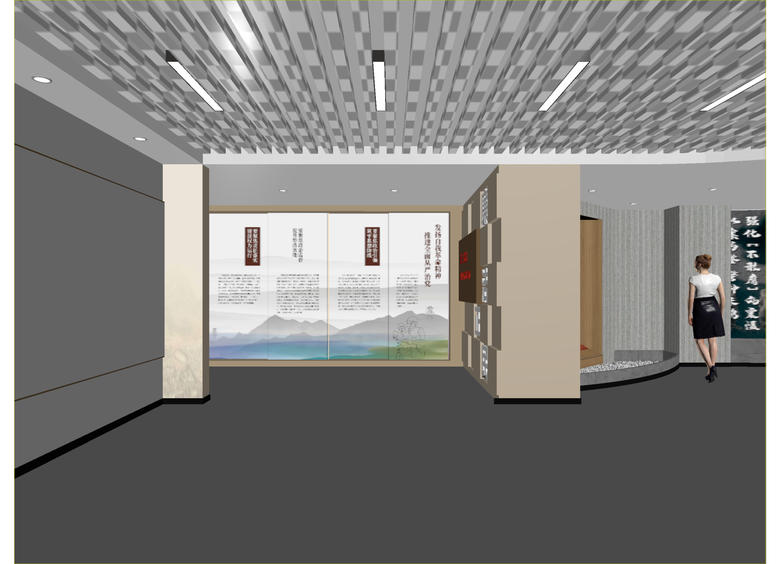 现代党建展厅3D模型下载【ID:1214652018】