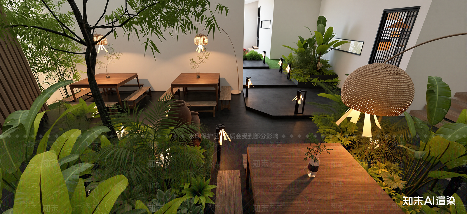 侘寂别墅庭院SU模型下载【ID:1222307901】