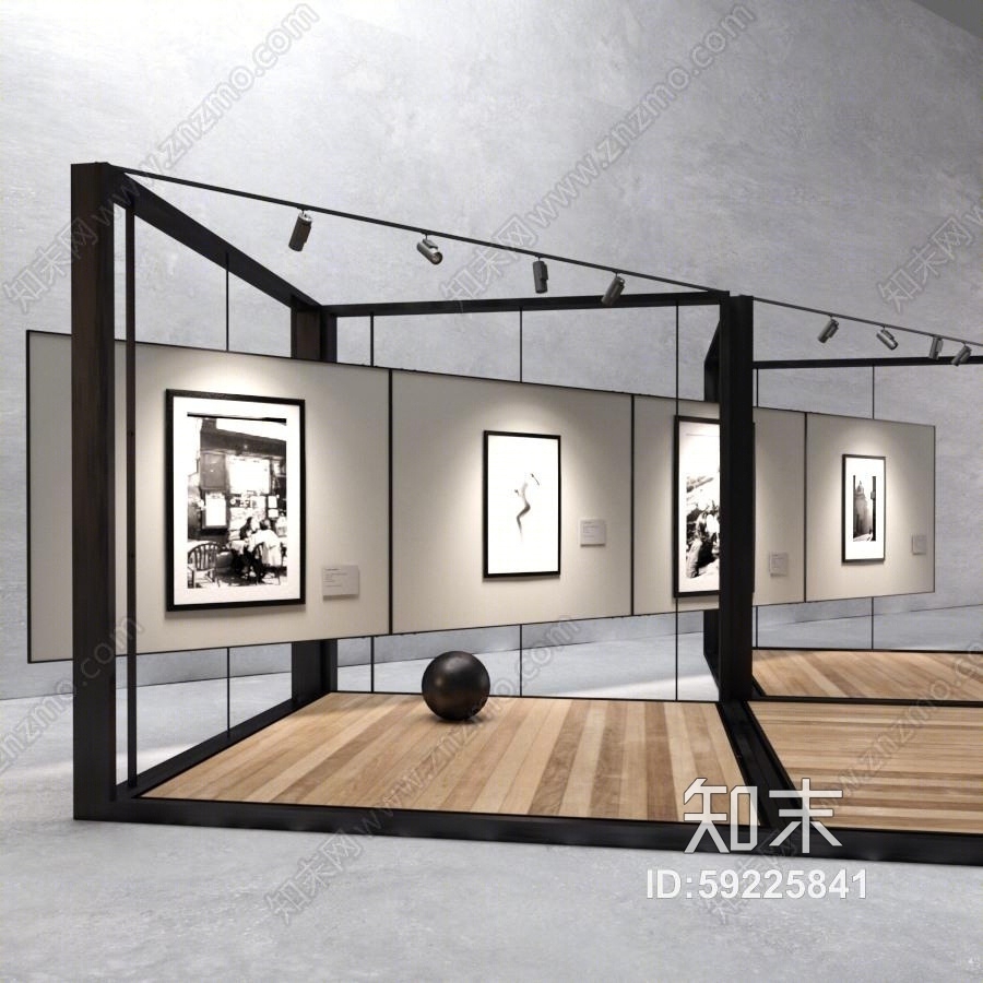 现代展厅展架挂画3D模型下载【ID:59225841】