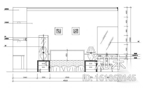 床头墙面立面图块2cad施工图下载【ID:161860145】