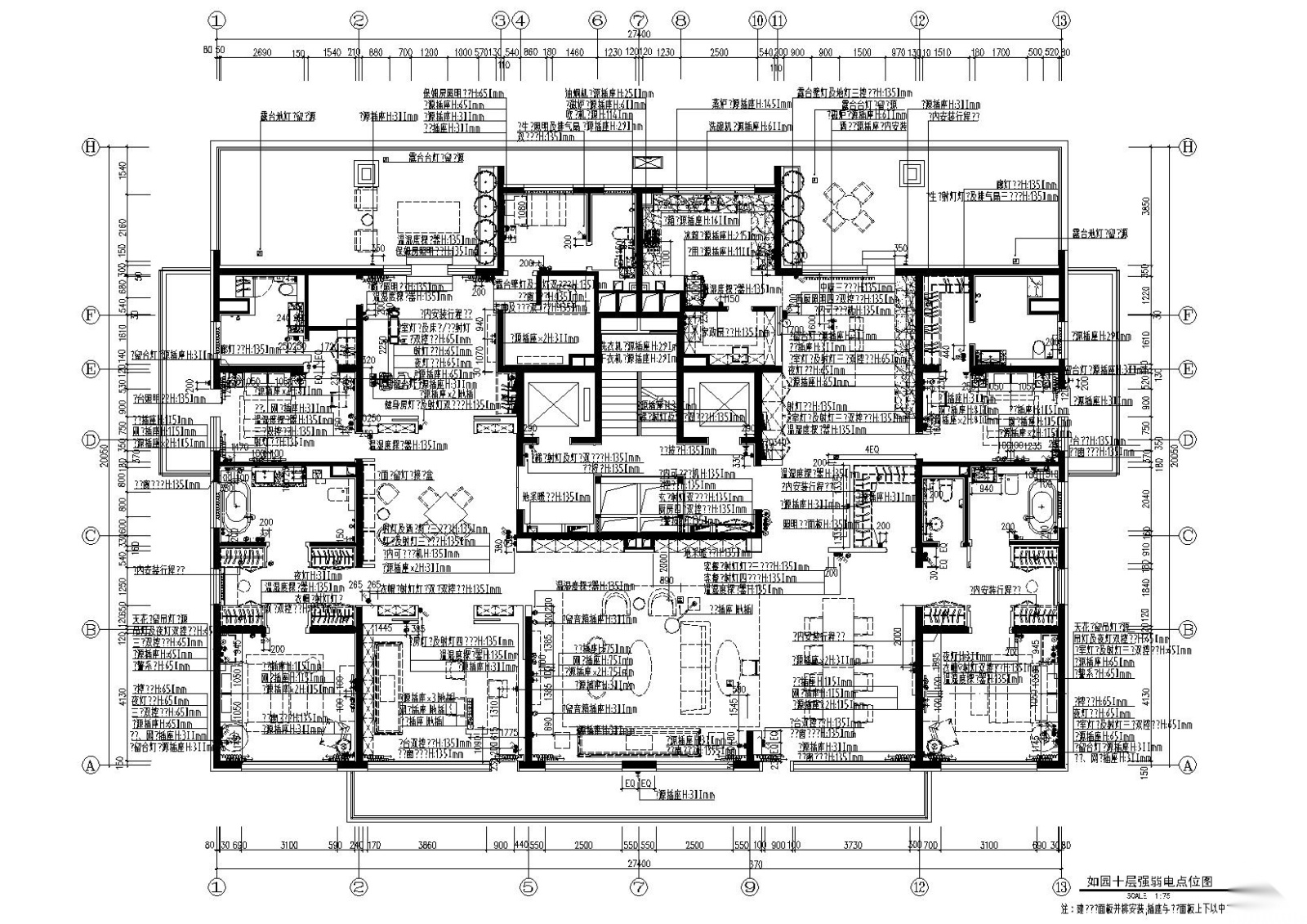 北京万科如园435㎡超大平层样板间施工图施工图下载【ID:160403155】