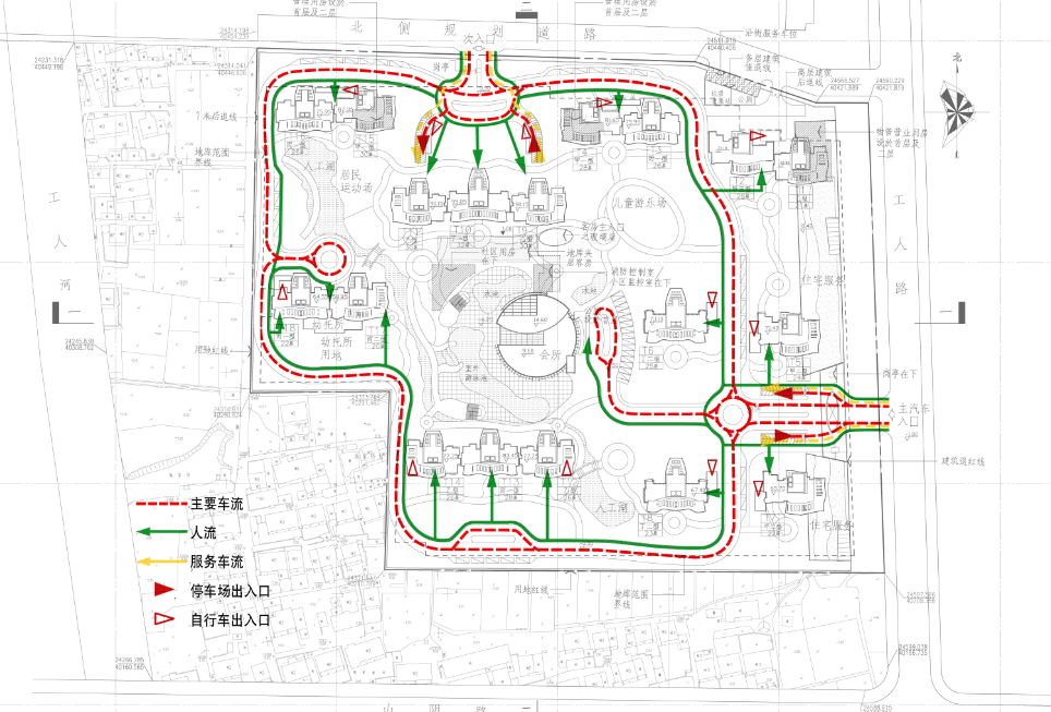 高层现代风格住宅建筑设计方案文本（含商业、幼儿园建筑...cad施工图下载【ID:167057113】