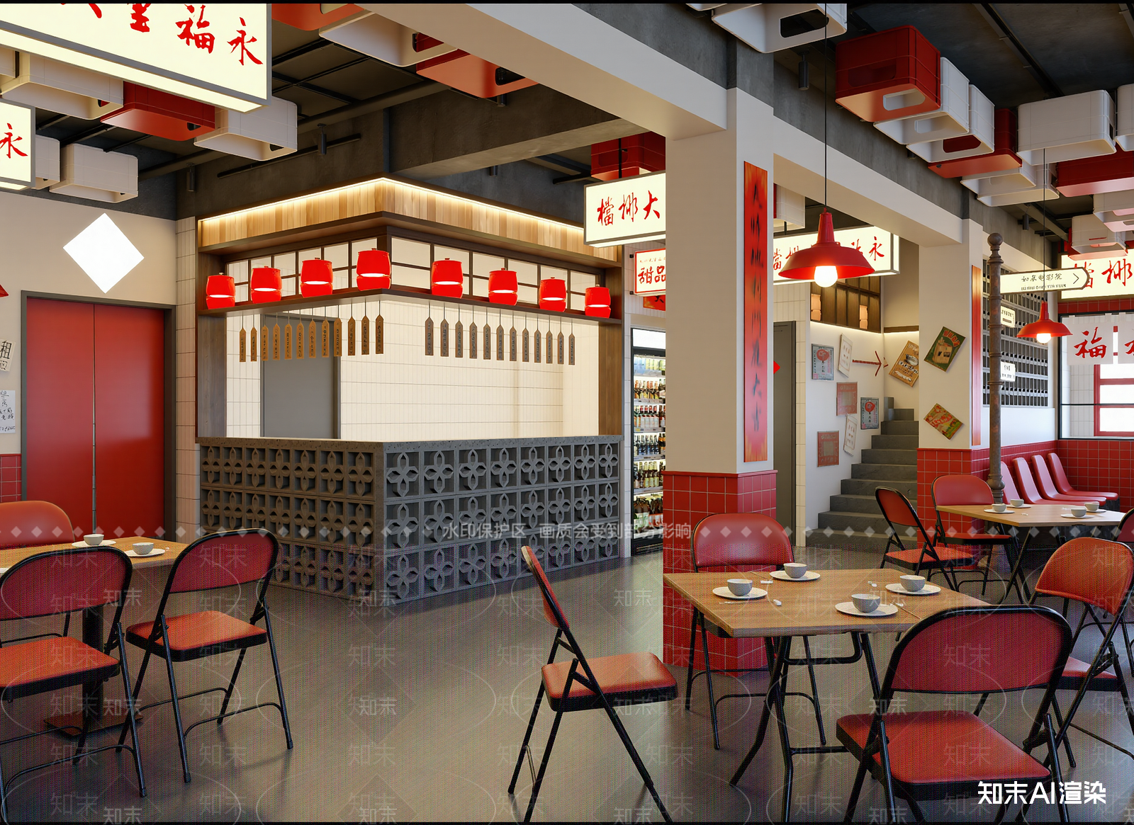 工业中餐厅3D模型下载【ID:1214709566】