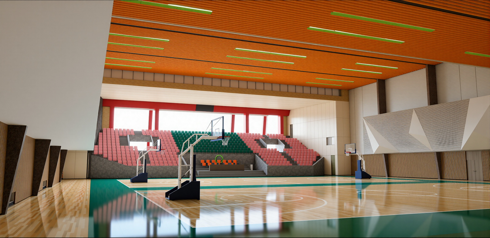 现代篮球场SU模型下载【ID:1215206734】