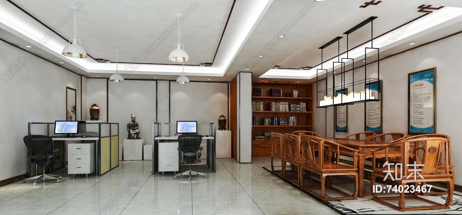 混搭办公室模型办公桌3D模型下载【ID:74023467】