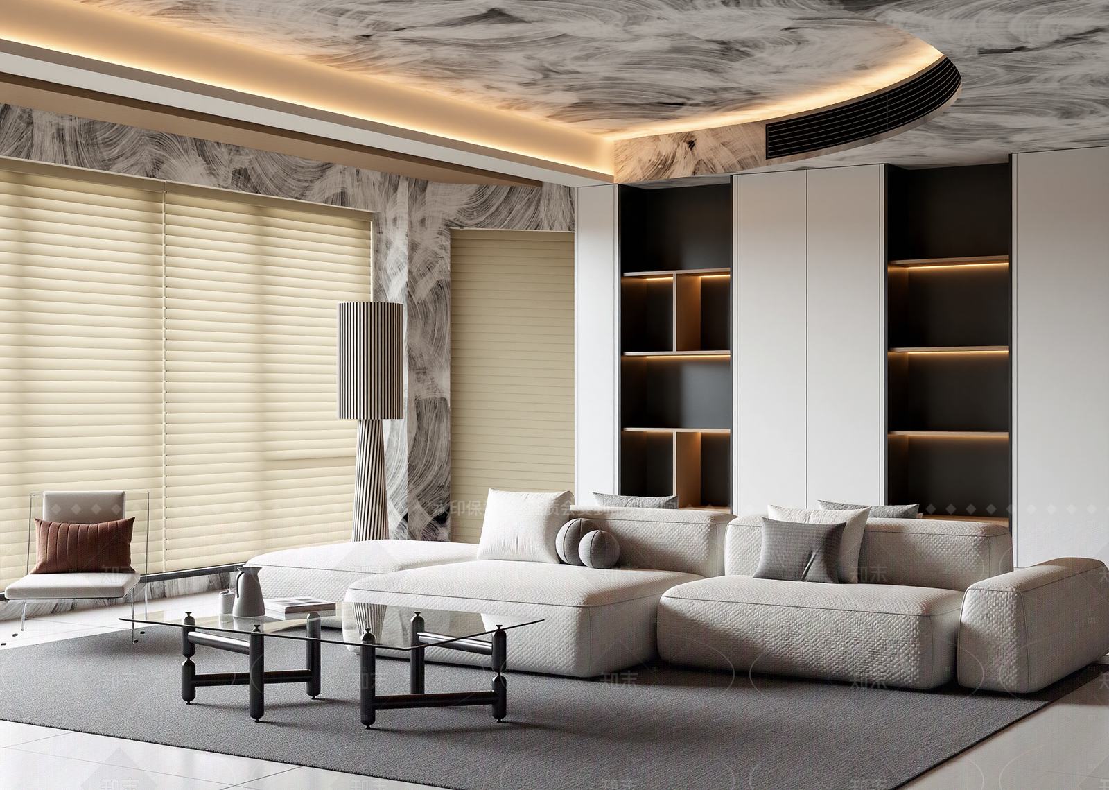 工业黑白灰客厅3D模型下载【ID:1214935386】