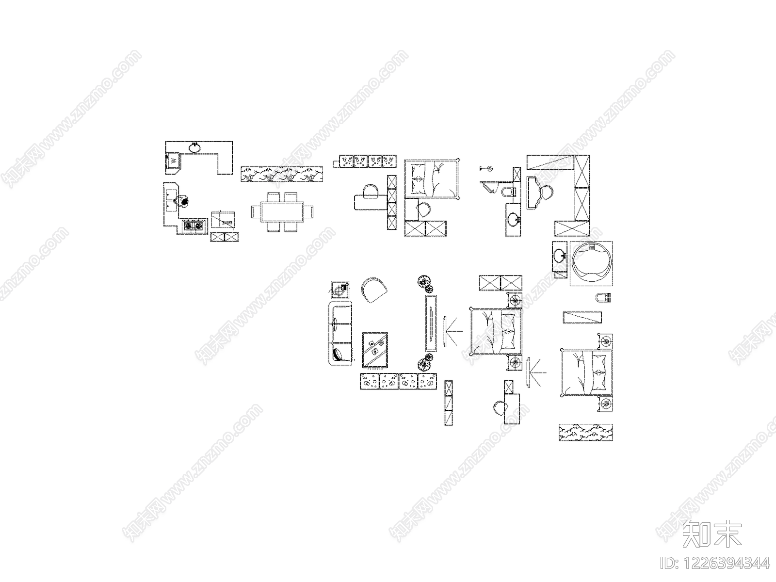 家装图块cad施工图下载【ID:1226394344】