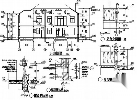 [长沙]某湖水乡Ⅴ区D型独立住宅建筑施工图cad施工图下载【ID:166073111】