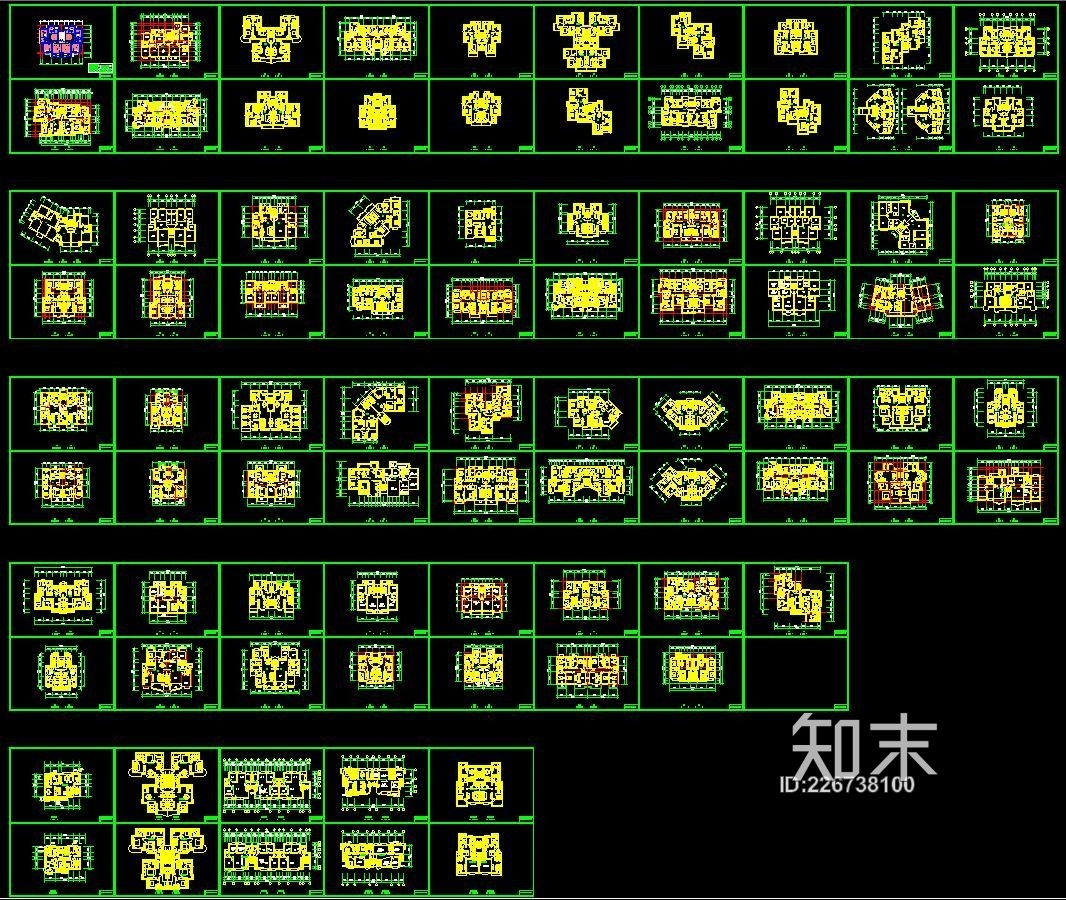 CAD户型图大全施工图下载【ID:226738100】