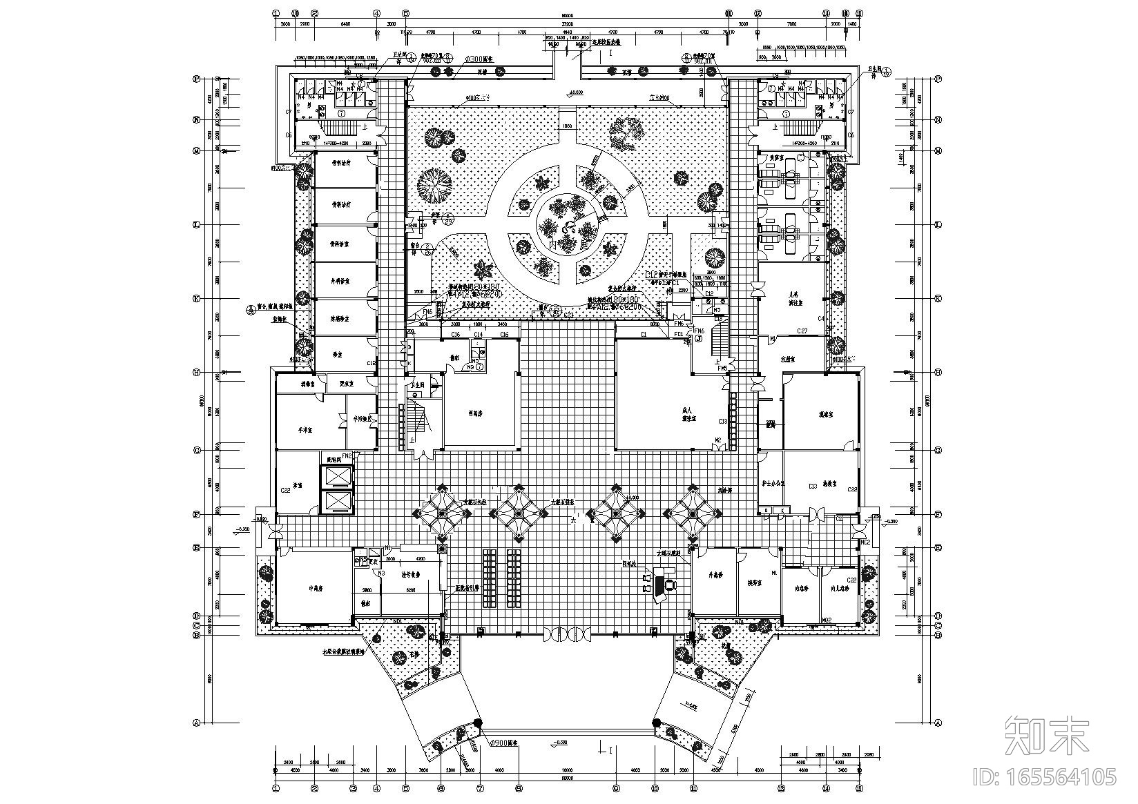 ​某人民医院室内装饰工程设计项目施工图cad施工图下载【ID:165564105】