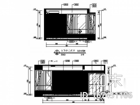 [武汉]田园风三居样板房施工图（含示意图）cad施工图下载【ID:167451106】