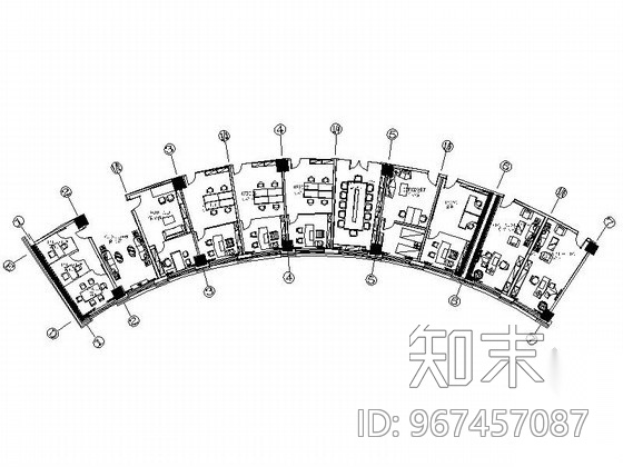 扇型酒店办公区室内施工图cad施工图下载【ID:967457087】