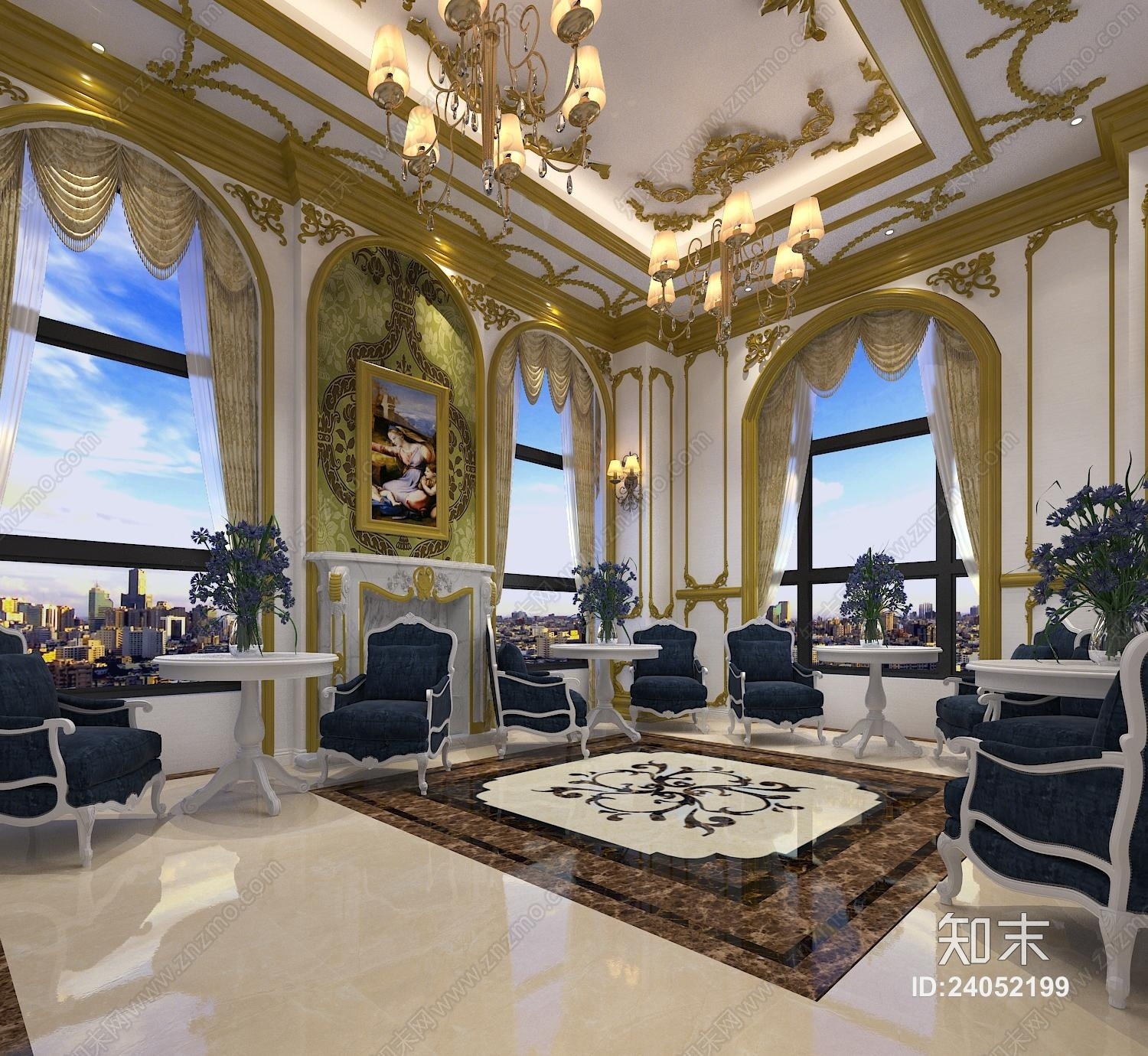 法式休闲西餐厅3D模型下载【ID:24052199】