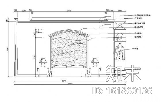 床头墙面立面图块cad施工图下载【ID:161860136】