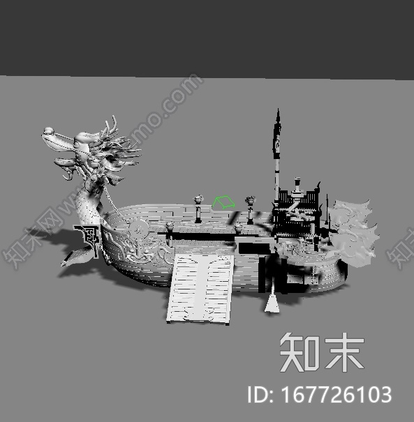 古代龙舟大船CG模型下载【ID:167726103】