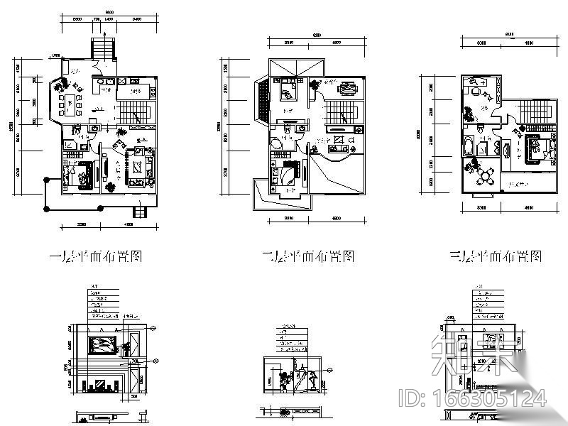 [学生作业]别墅室内装饰设计cad施工图下载【ID:166305124】