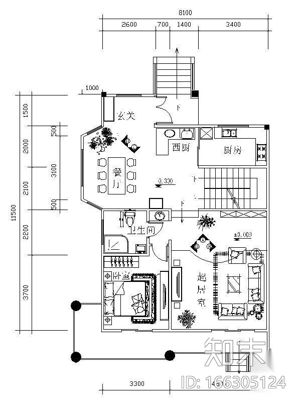 [学生作业]别墅室内装饰设计cad施工图下载【ID:166305124】