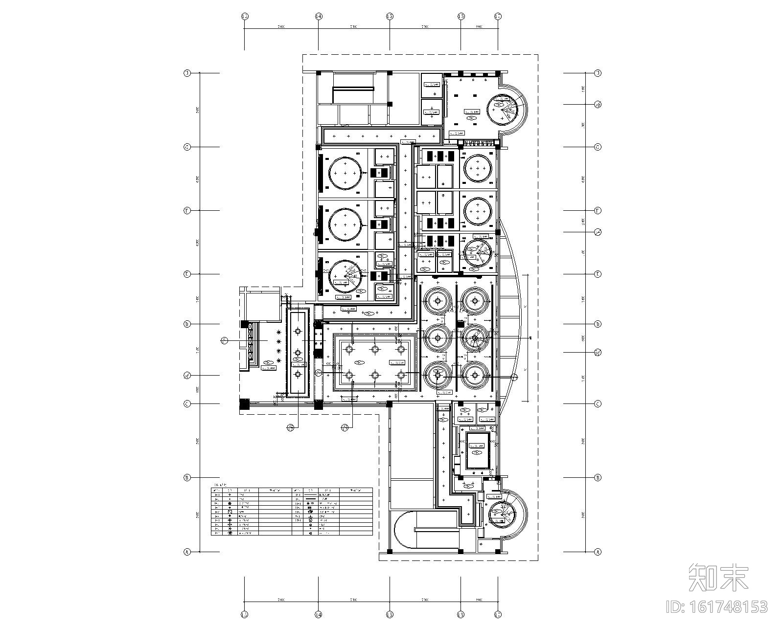 1000平米中餐厅室内装饰竣工图cad施工图下载【ID:161748153】