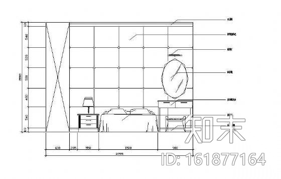 床头墙面立面图块29cad施工图下载【ID:161877164】