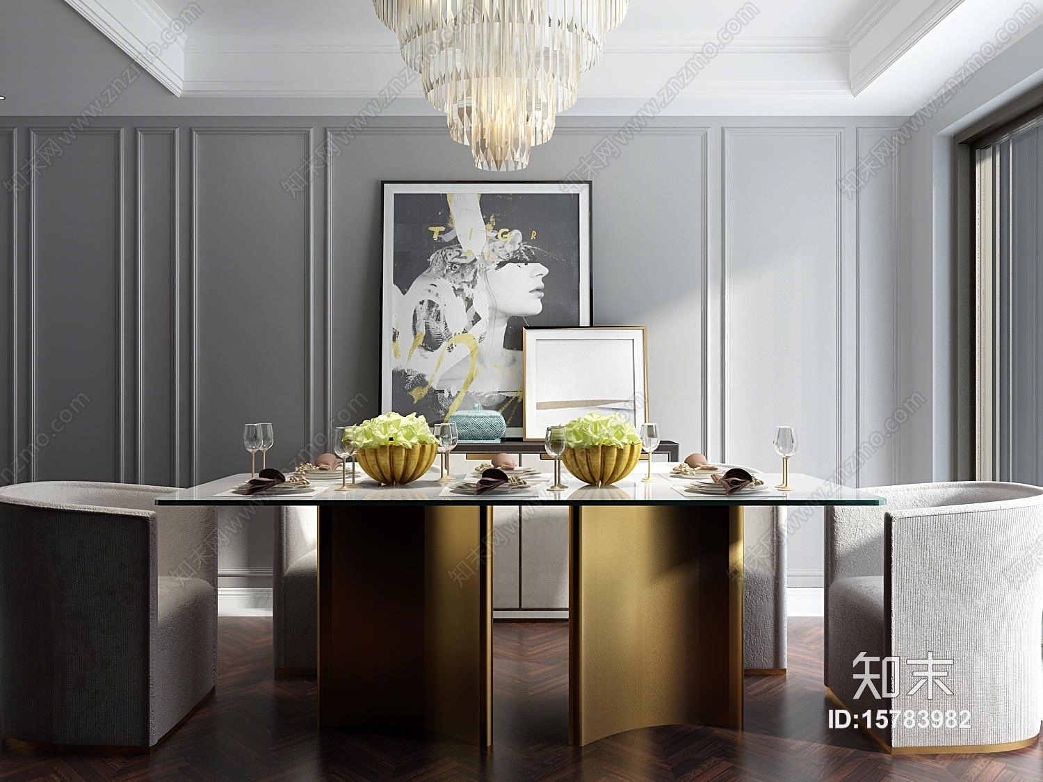 欧式家具餐桌模型3D模型下载【ID:15783982】