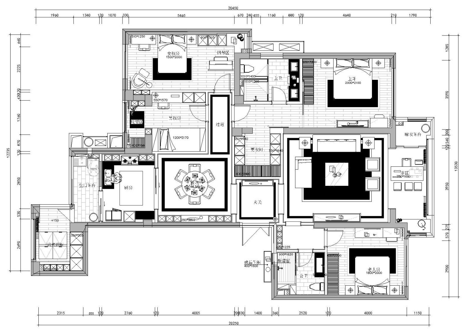 [福州]建发国宾府·观山新中式样板间施工图cad施工图下载【ID:160101120】