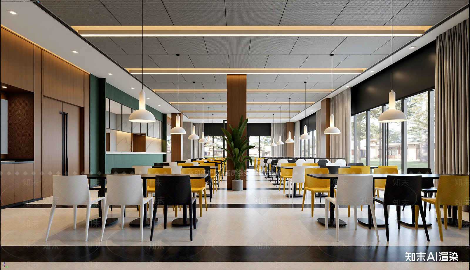 现代酒店餐厅3D模型下载【ID:1221691295】