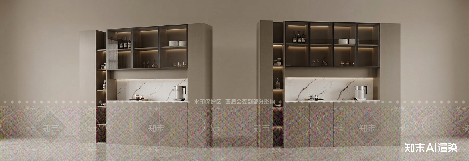 玻璃门餐边柜餐边柜3D模型下载【ID:1227261218】