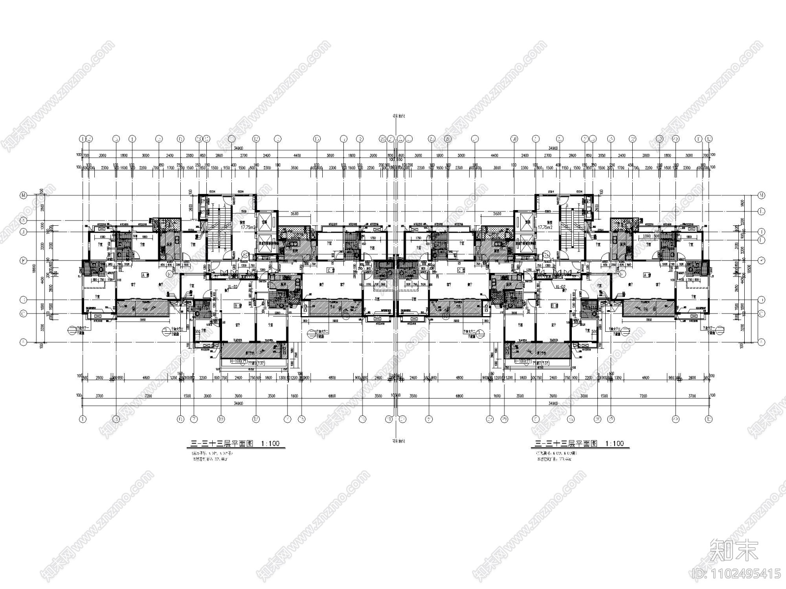 贵州现代高层住宅施工图施工图下载【ID:1102495415】