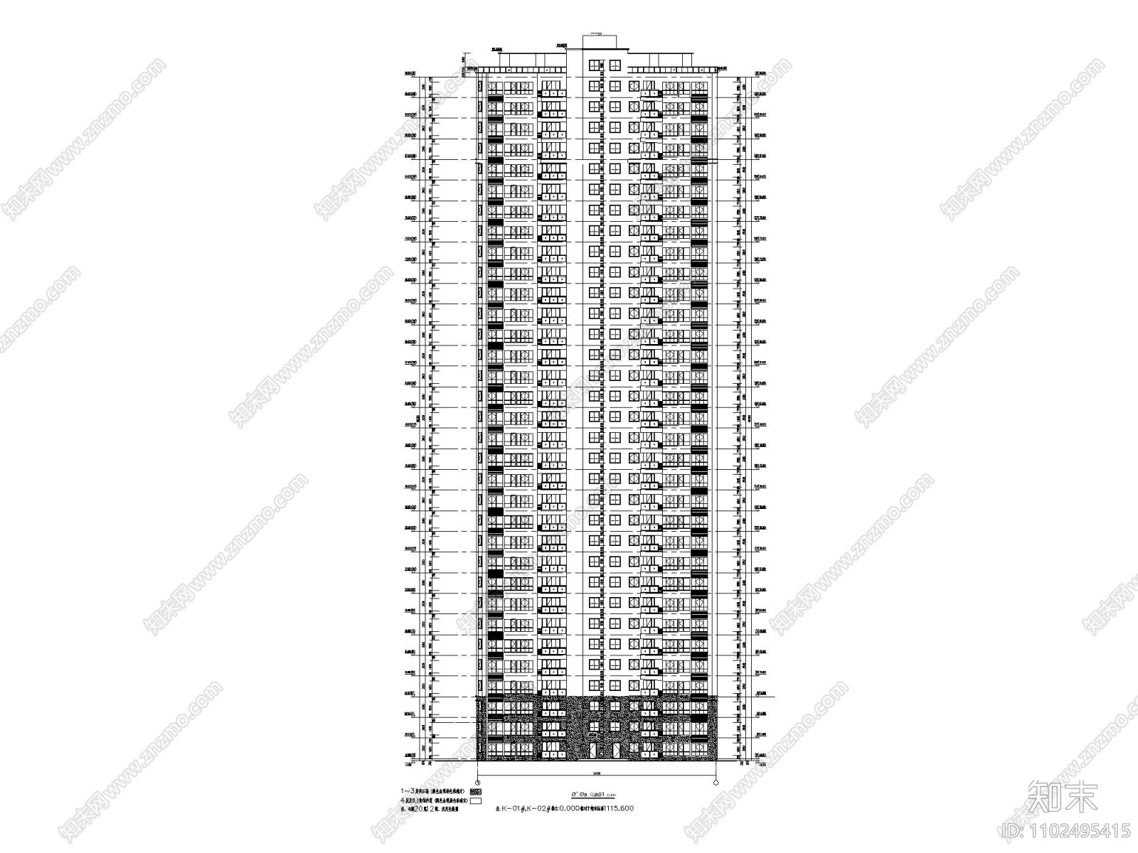 贵州现代高层住宅施工图施工图下载【ID:1102495415】