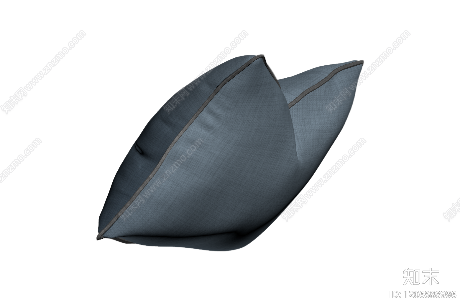 蓝色布艺靠垫3D模型下载【ID:1206888996】