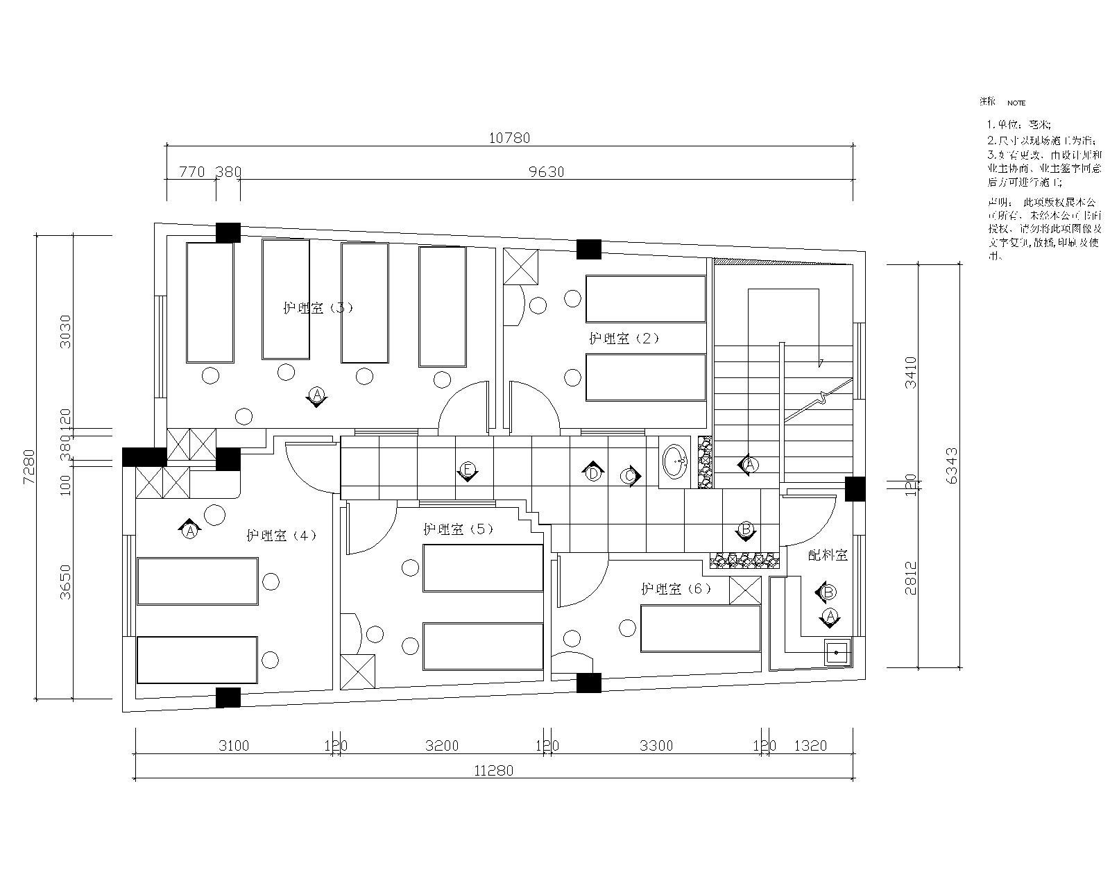 [江苏]常熟东方美-美容院装修施工图cad施工图下载【ID:160713198】