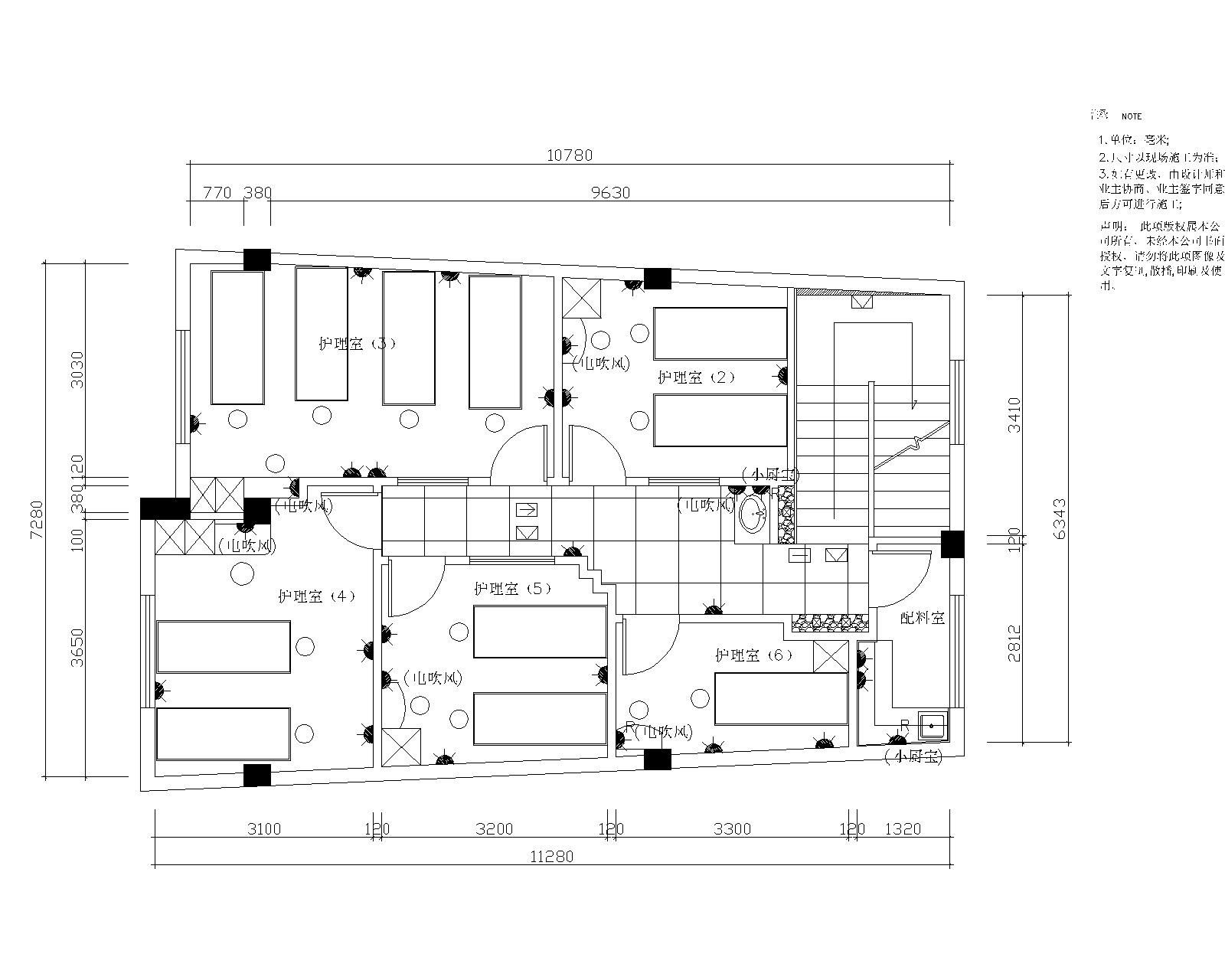 [江苏]常熟东方美-美容院装修施工图cad施工图下载【ID:160713198】