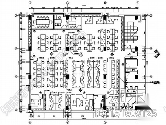 [广东]简约舒适办公区室内设计CAD施工图cad施工图下载【ID:181609125】