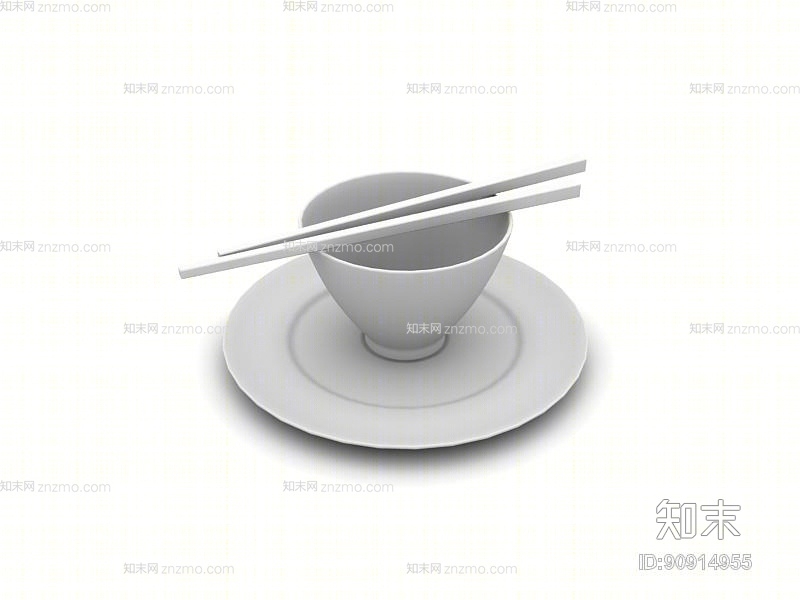 白模碗碟组合3D模型下载【ID:90914955】