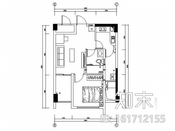 现代简单一居室A-1户型装修图cad施工图下载【ID:161712155】