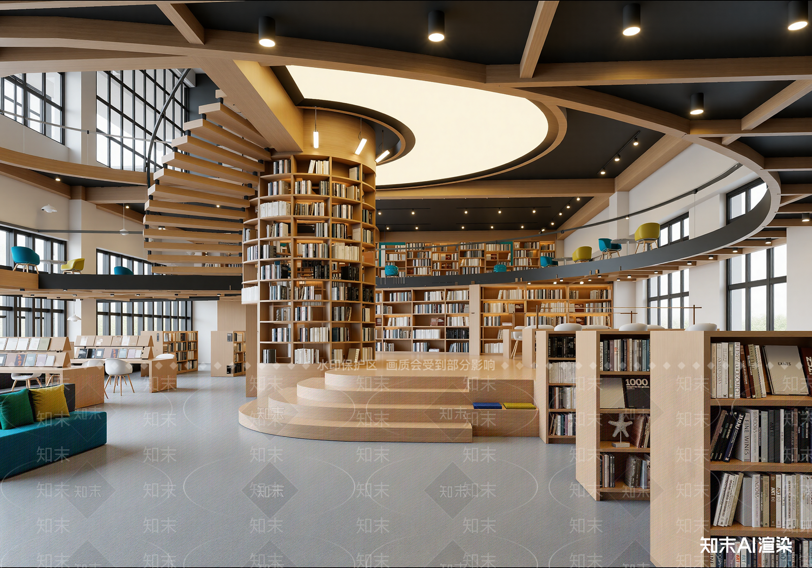 现代图书馆3D模型下载【ID:1214107696】