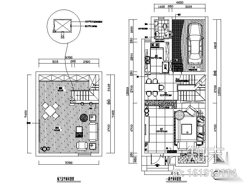 200㎡联体别墅装修图(含实景)cad施工图下载【ID:161913114】