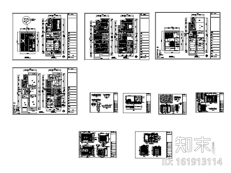 200㎡联体别墅装修图(含实景)cad施工图下载【ID:161913114】