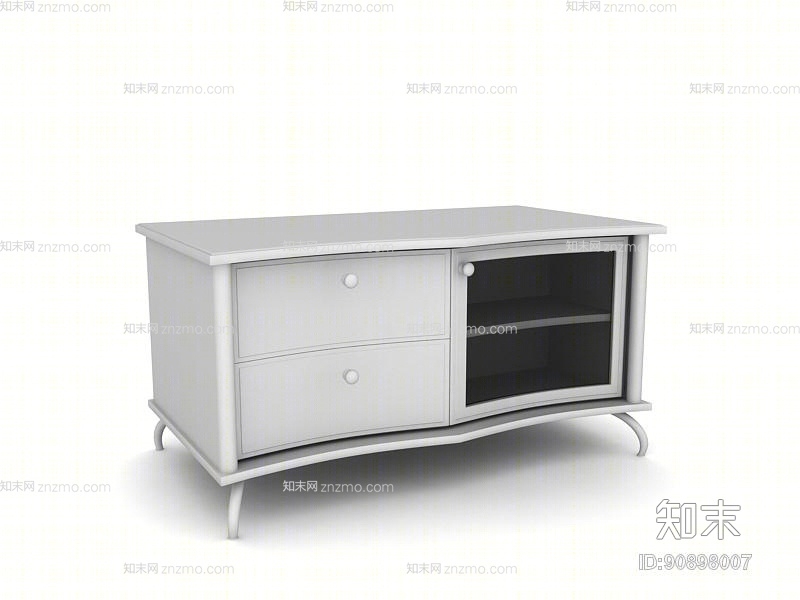 现代白模电视柜3D模型下载【ID:90898007】