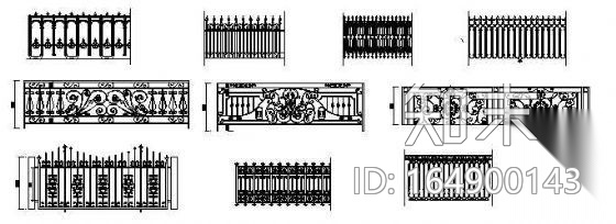 铁艺栏杆图块施工图下载【ID:164900143】