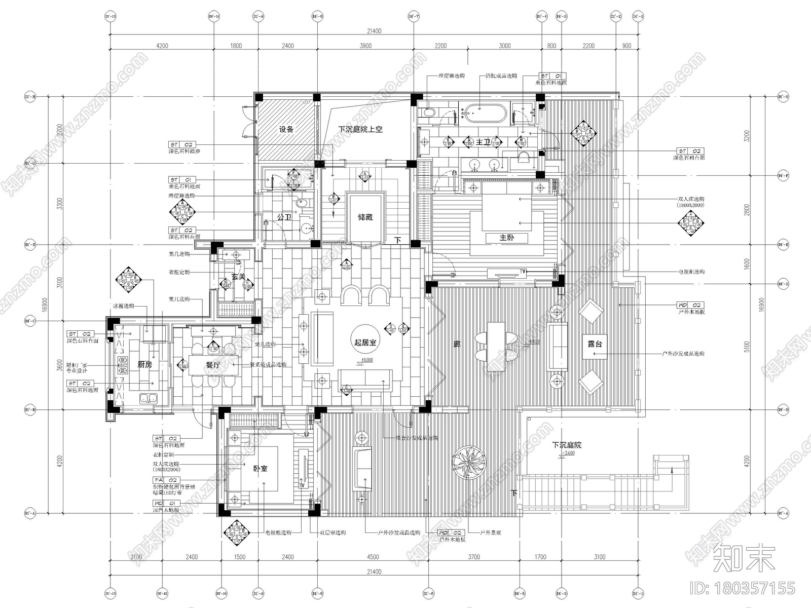 [南宁]安吉桃花源416㎡中式别墅装修施工图cad施工图下载【ID:180357155】