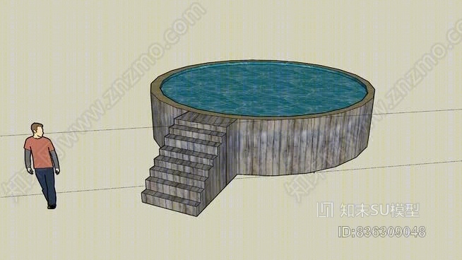 游泳池SU模型下载【ID:836309048】