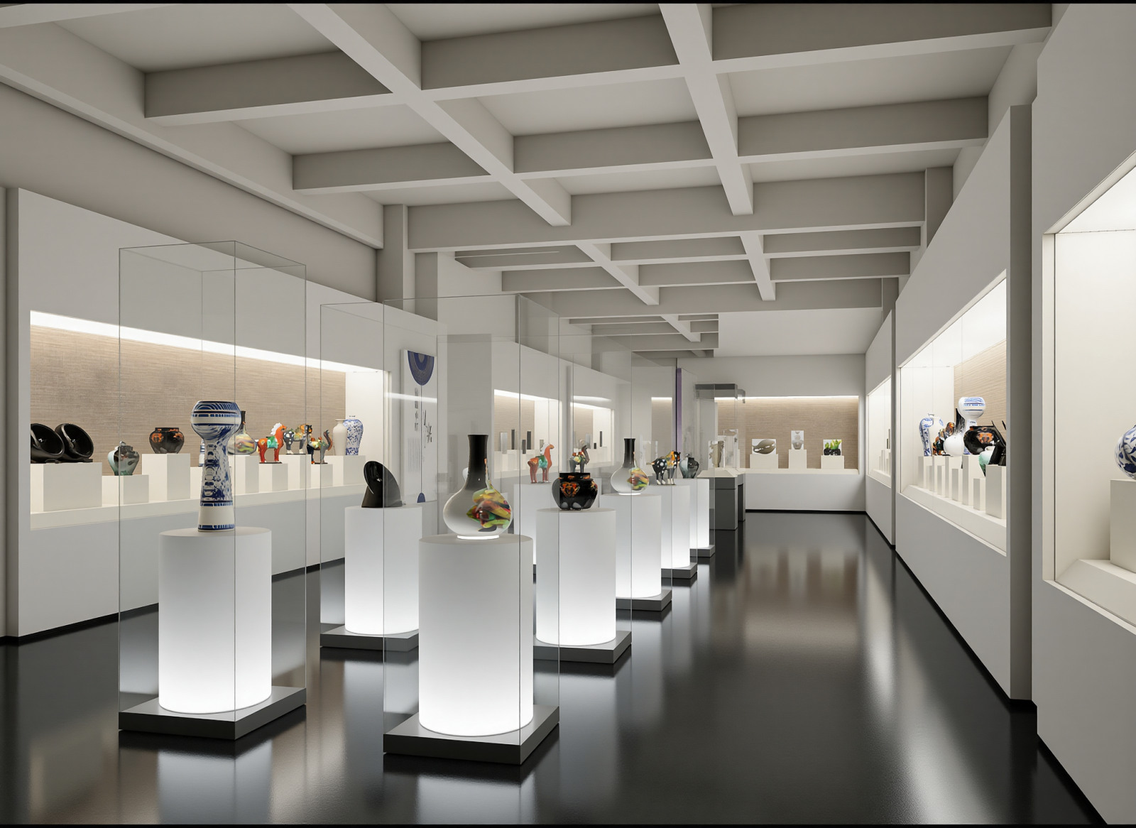 现代陶瓷展厅3D模型下载【ID:1215035388】