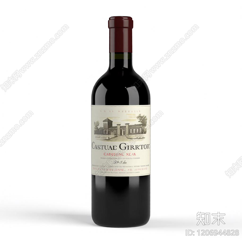 红酒瓶带标签3D模型下载【ID:1206944828】