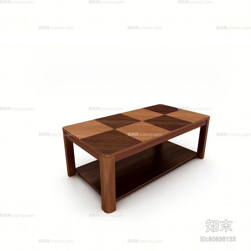 现代木艺商用茶几3D模型下载【ID:80836133】
