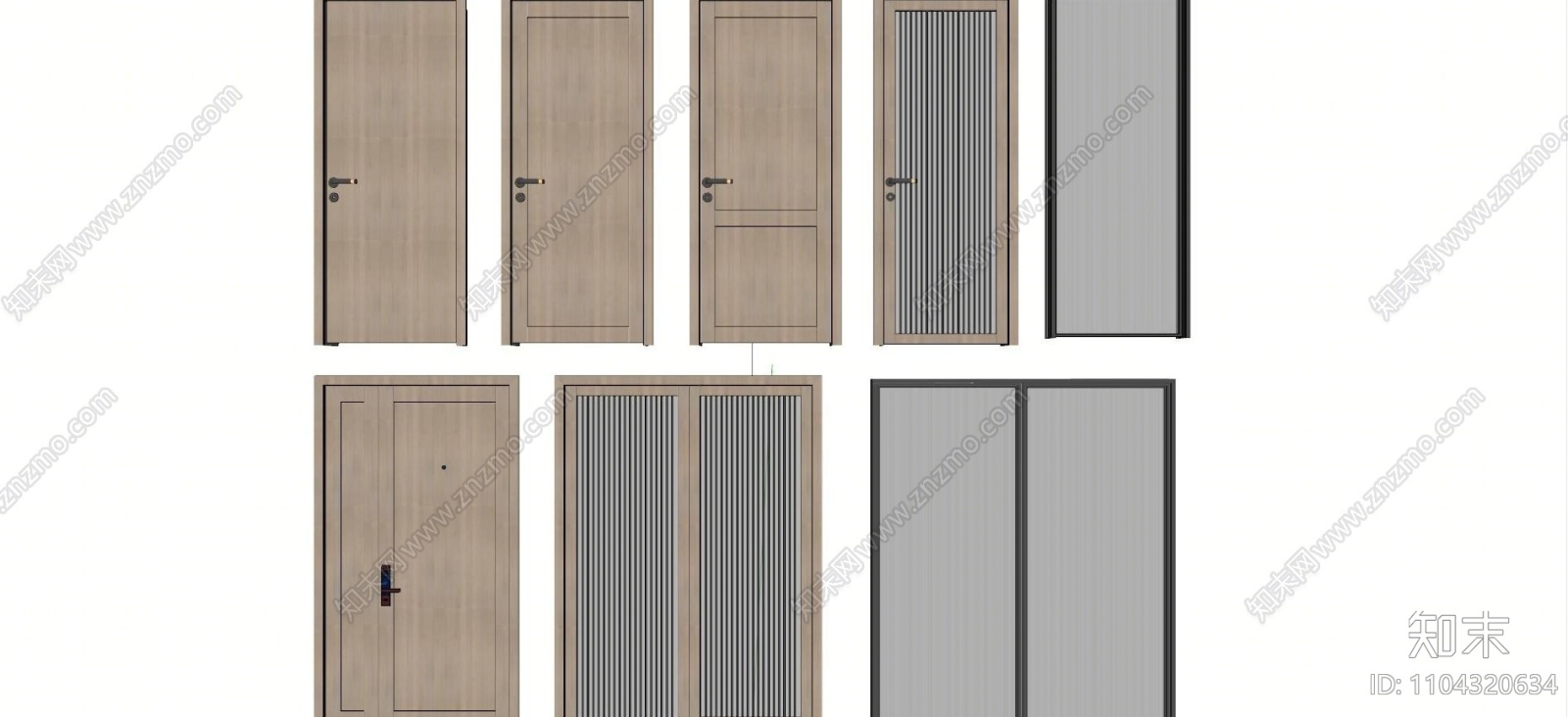 现代房门单开门SU模型下载【ID:1104320634】