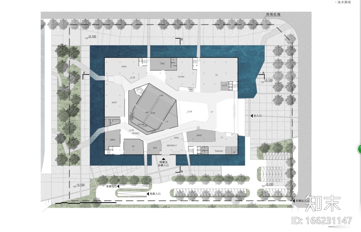 [河南]三层镂空金属板材立面城市展示馆建筑设计方案文本cad施工图下载【ID:166231147】