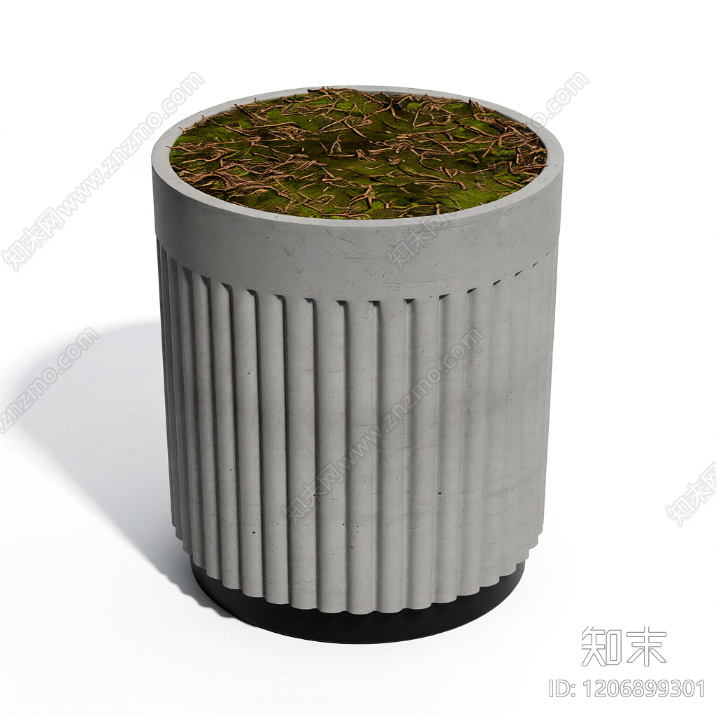 混凝土花盆带植物3D模型下载【ID:1206899301】
