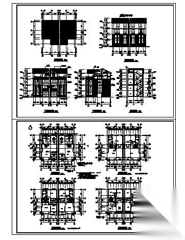 某四层双联排别墅建筑方案图cad施工图下载【ID:149922195】